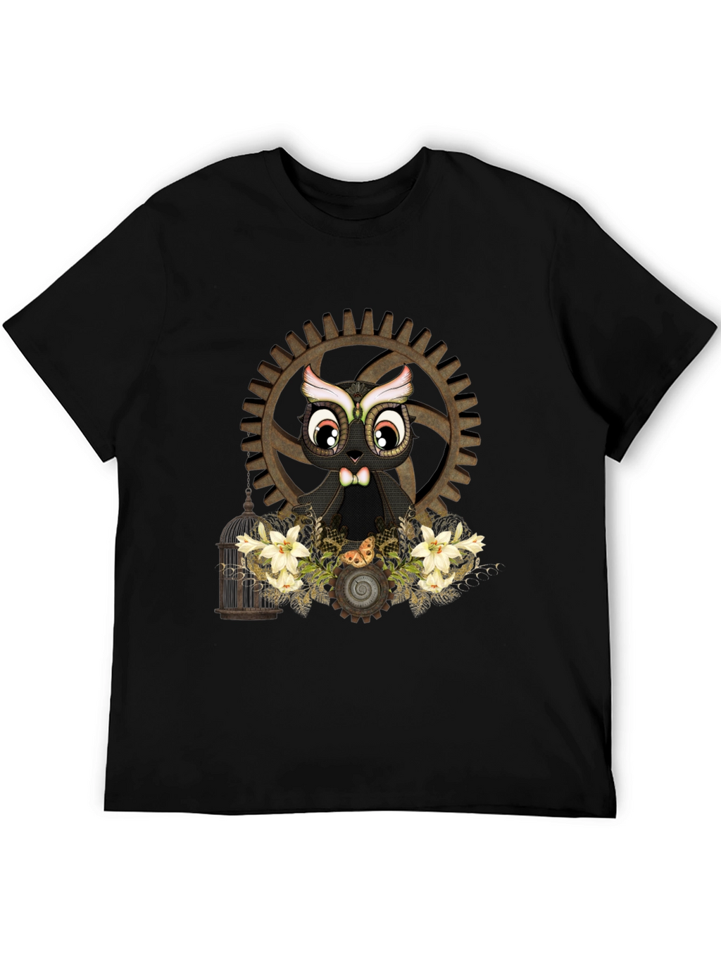 Steampunk Owl Graphic T-Shirt