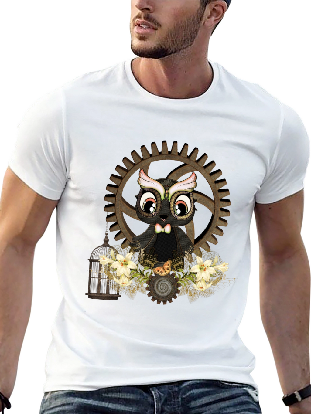Steampunk Owl Graphic T-Shirt