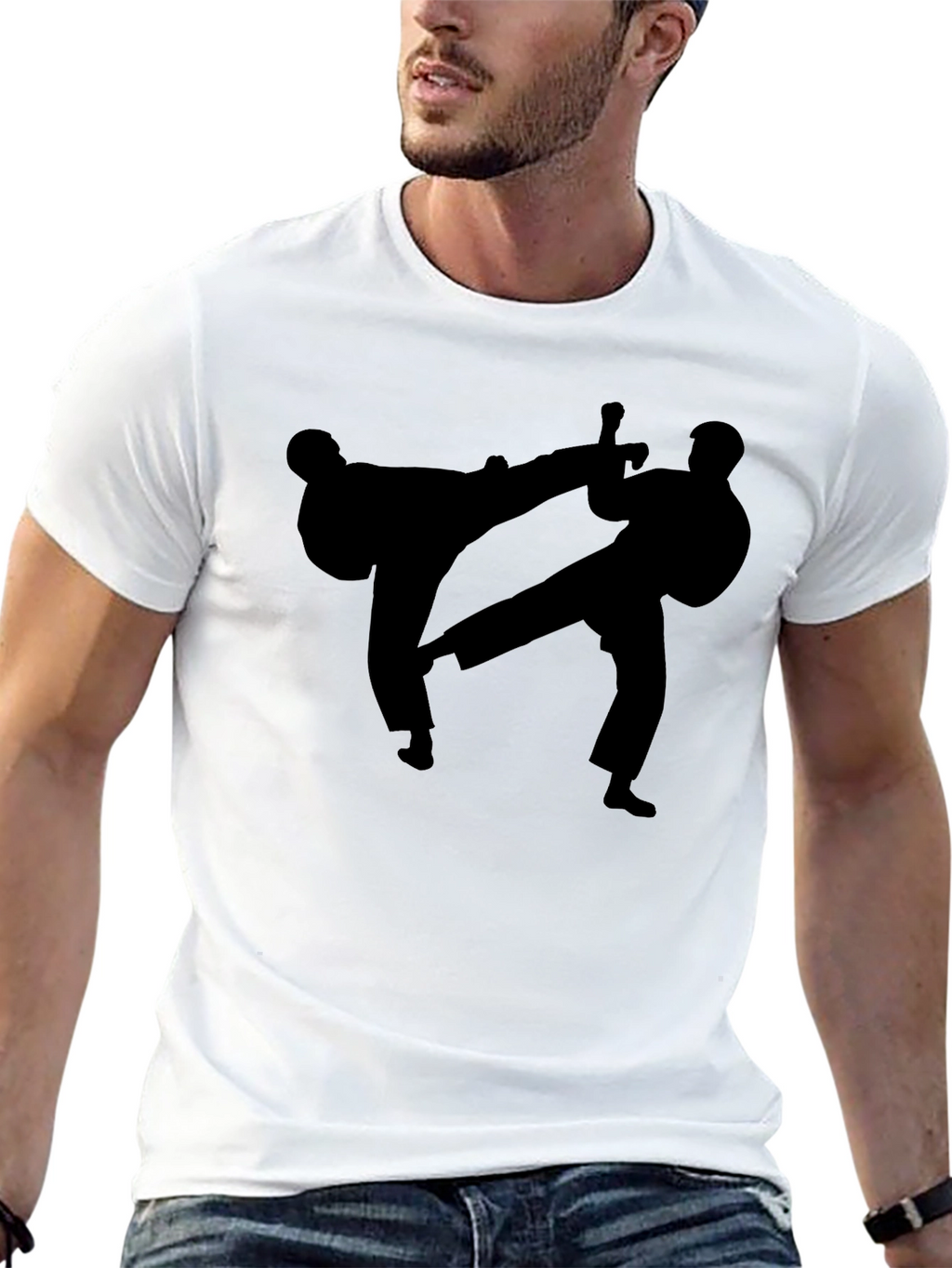 Martial Arts Silhouette Black T-Shirt