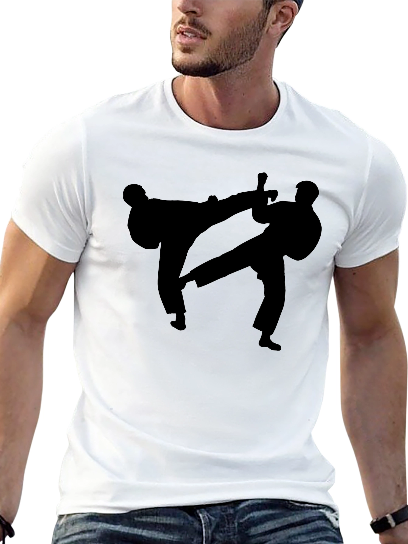 Martial Arts Silhouette Black T-Shirt
