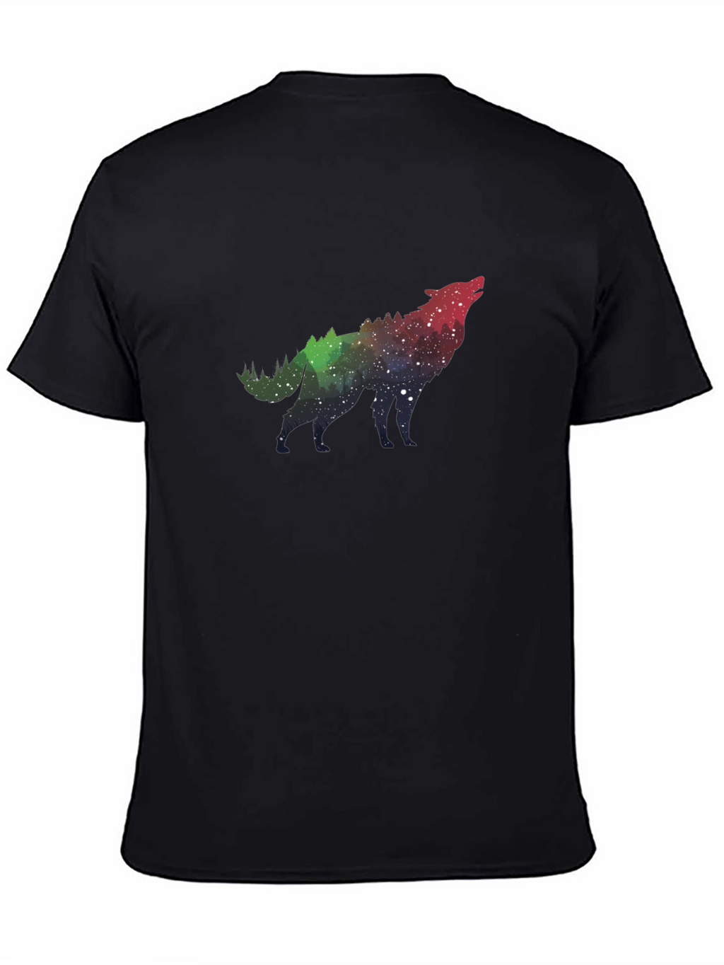 Wolf Galaxy Print Black T-Shirt