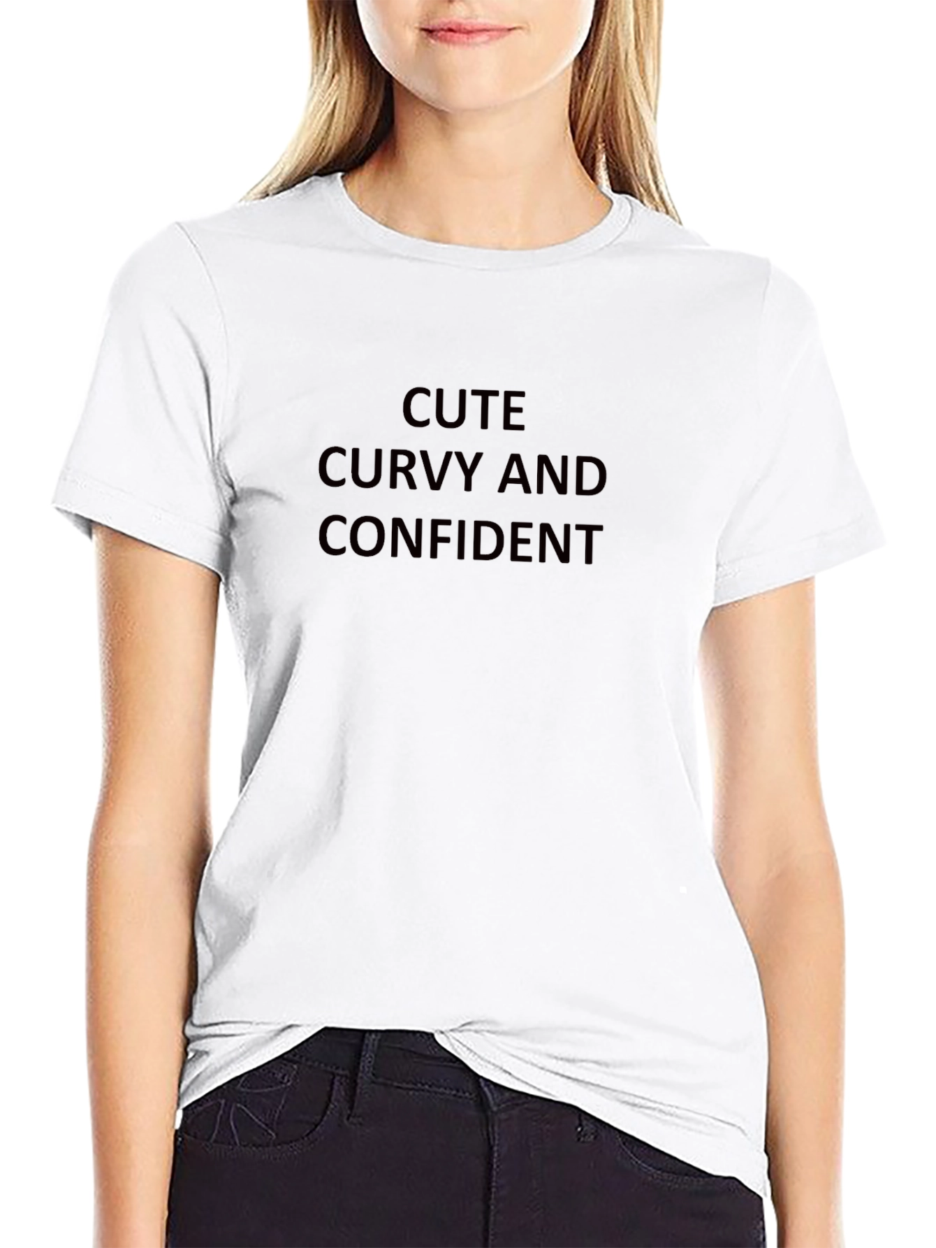Cute Curvy Confident Black Tee