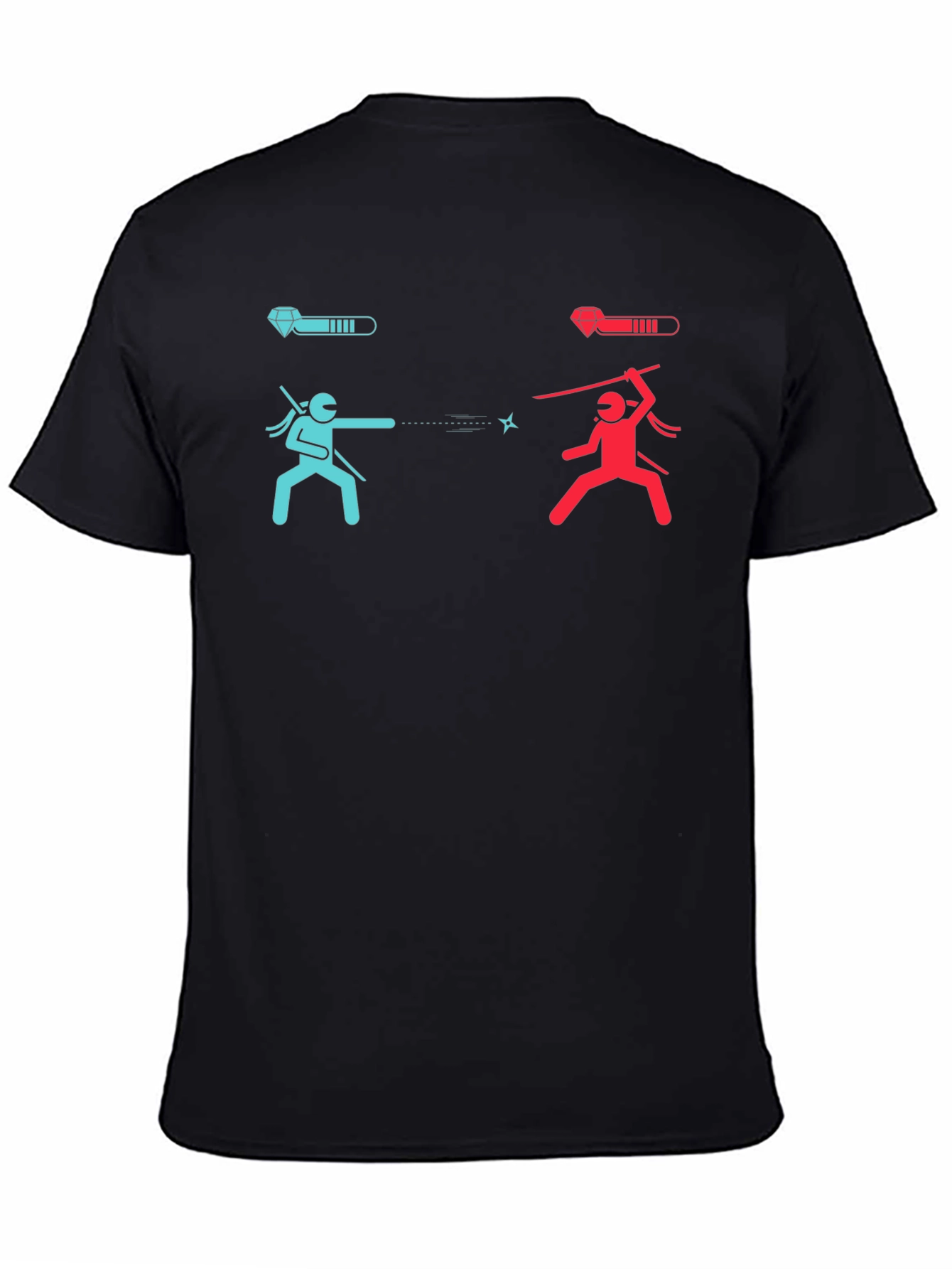 Ninja Fight Tee - Blue vs Red Gamer T-Shirt