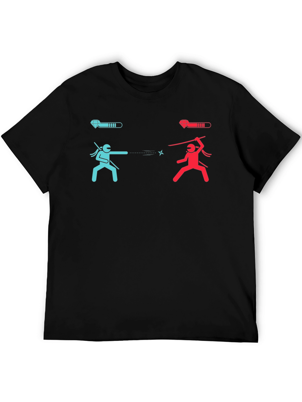 Ninja Fight Tee - Blue vs Red Gamer T-Shirt