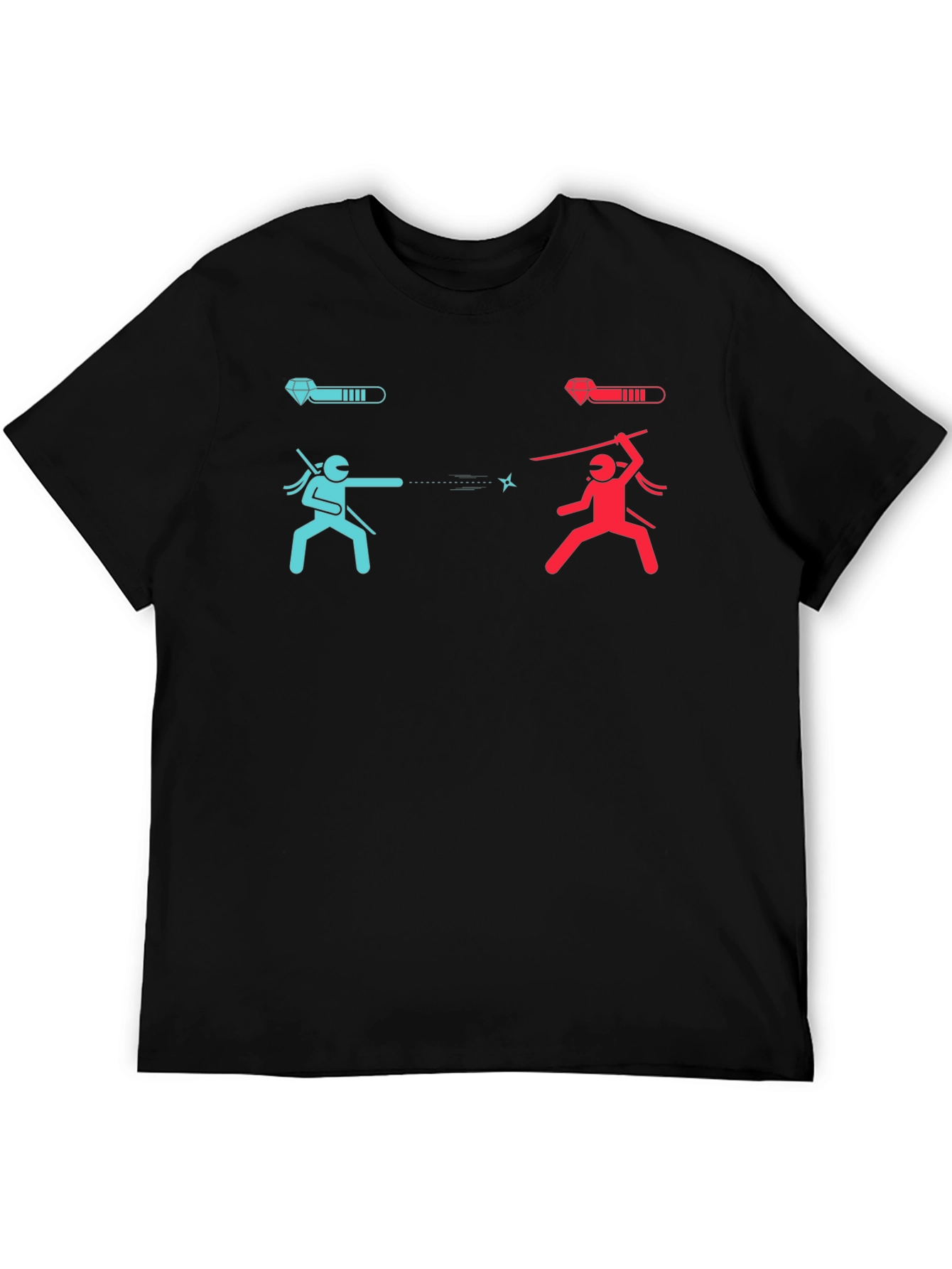 Ninja Fight Tee - Blue vs Red Gamer T-Shirt