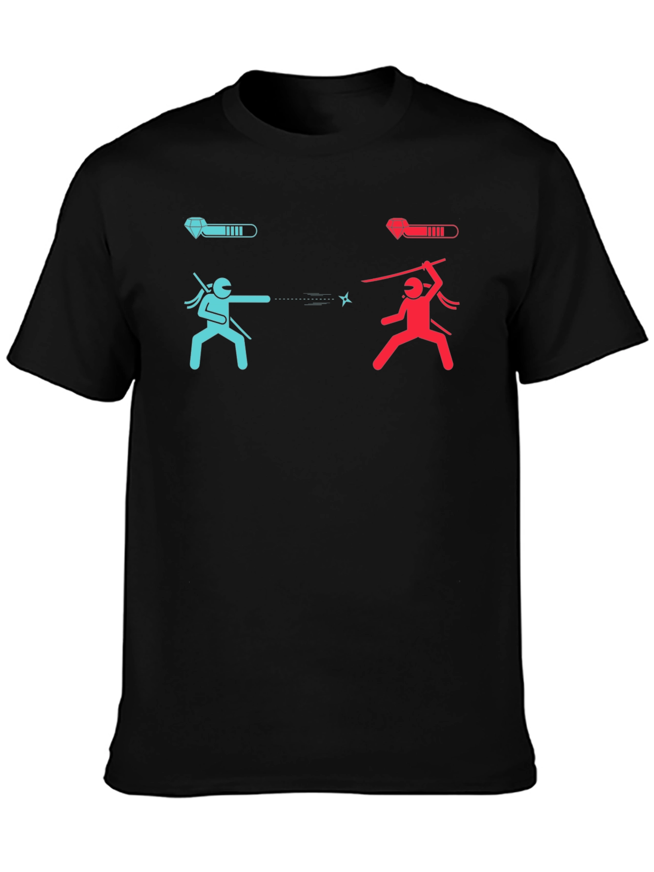 Ninja Fight Tee - Blue vs Red Gamer T-Shirt