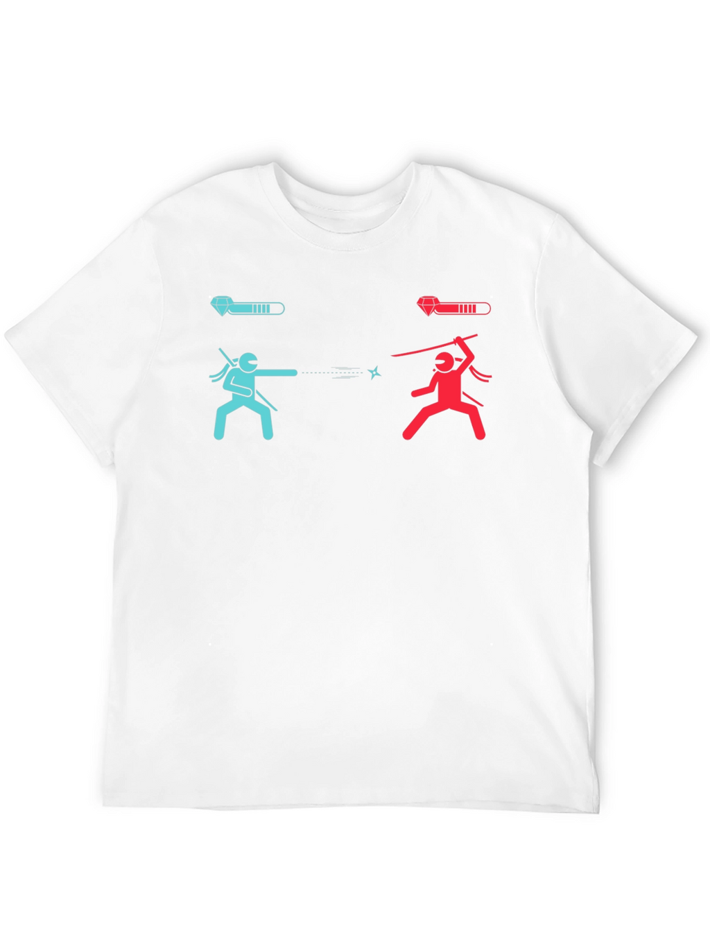 Ninja Fight Tee - Blue vs Red Gamer T-Shirt