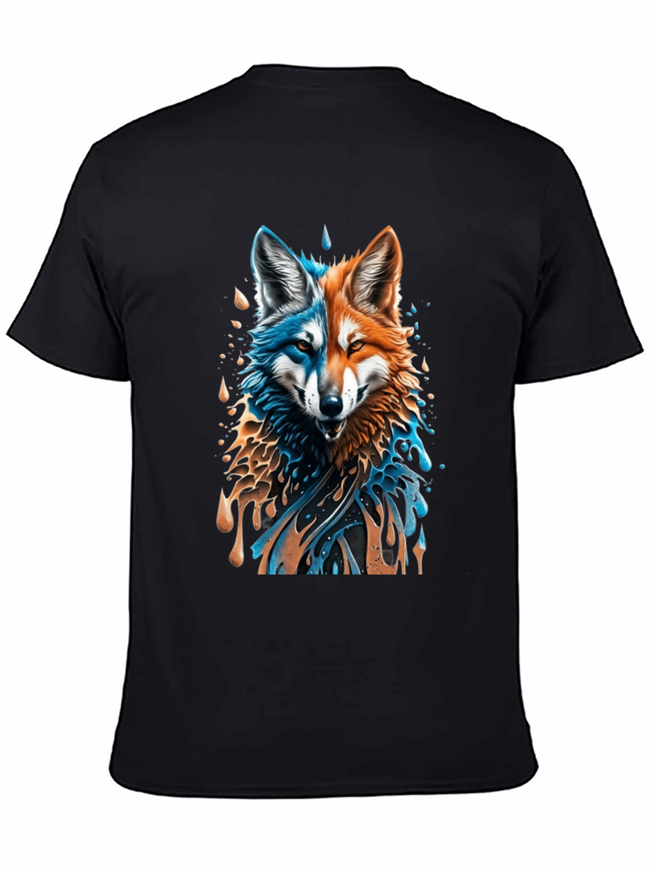 Two-Faced Fox Graphic Black T-Shirt