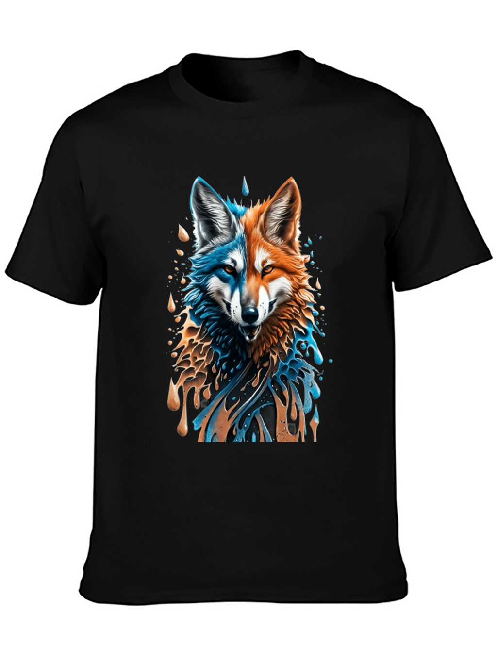 Two-Faced Fox Graphic Black T-Shirt