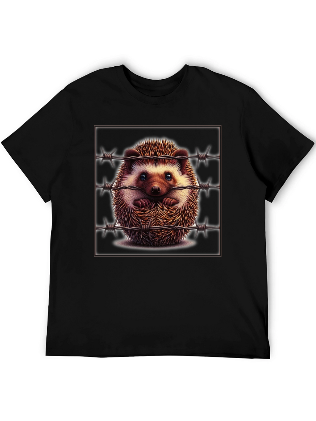 Hedgehog Behind Barbed Wire Graphic Tee