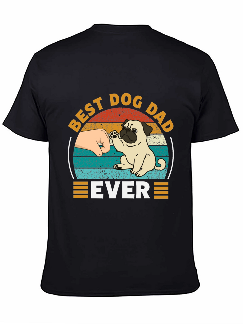 Best Dog Dad Ever Black T-Shirt Pug Graphic