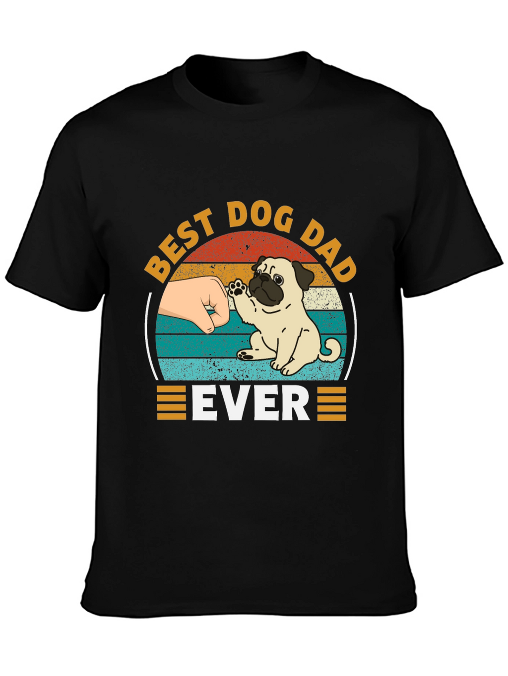 Best Dog Dad Ever Black T-Shirt Pug Graphic