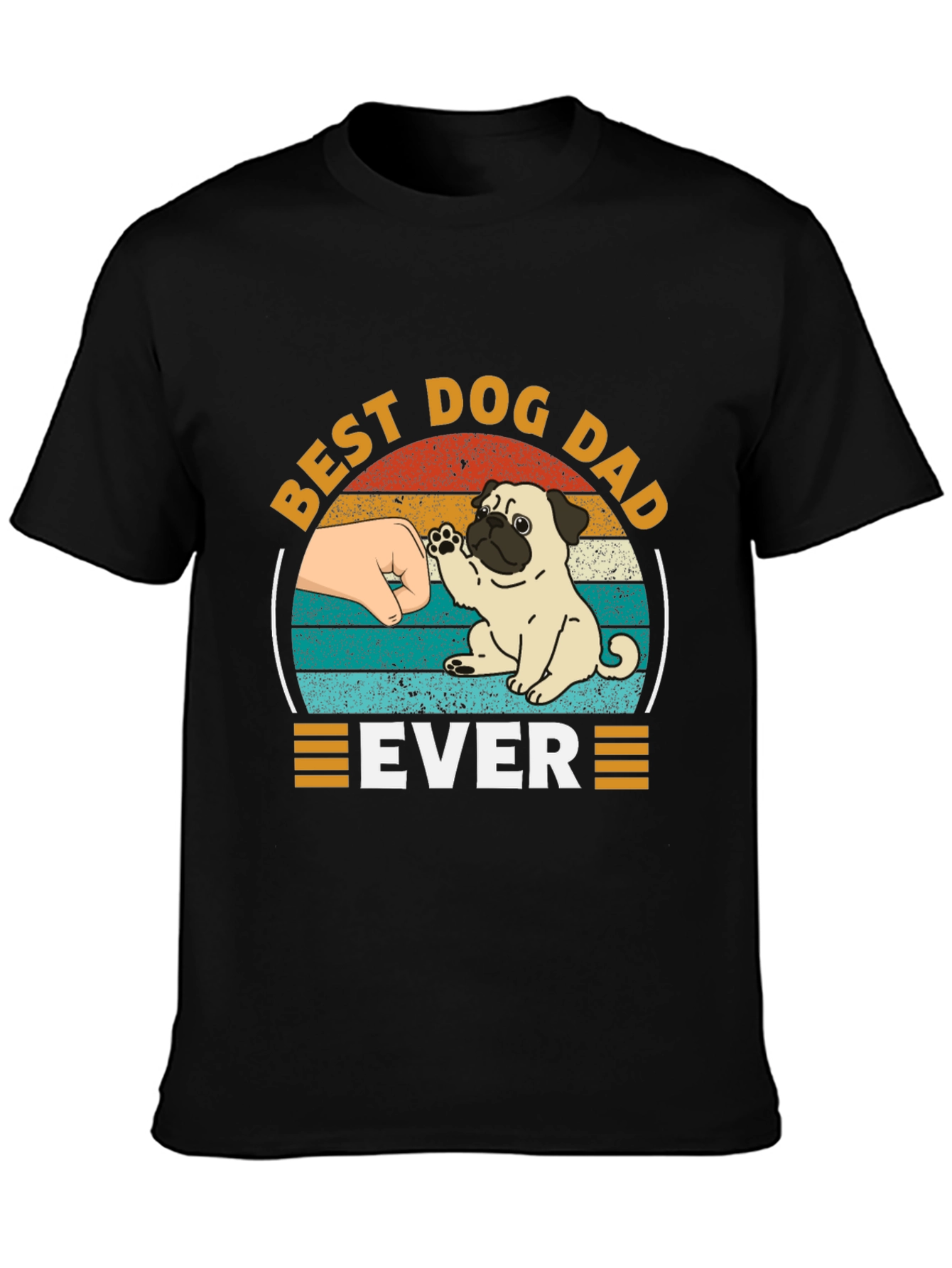 Best Dog Dad Ever Black T-Shirt Pug Graphic
