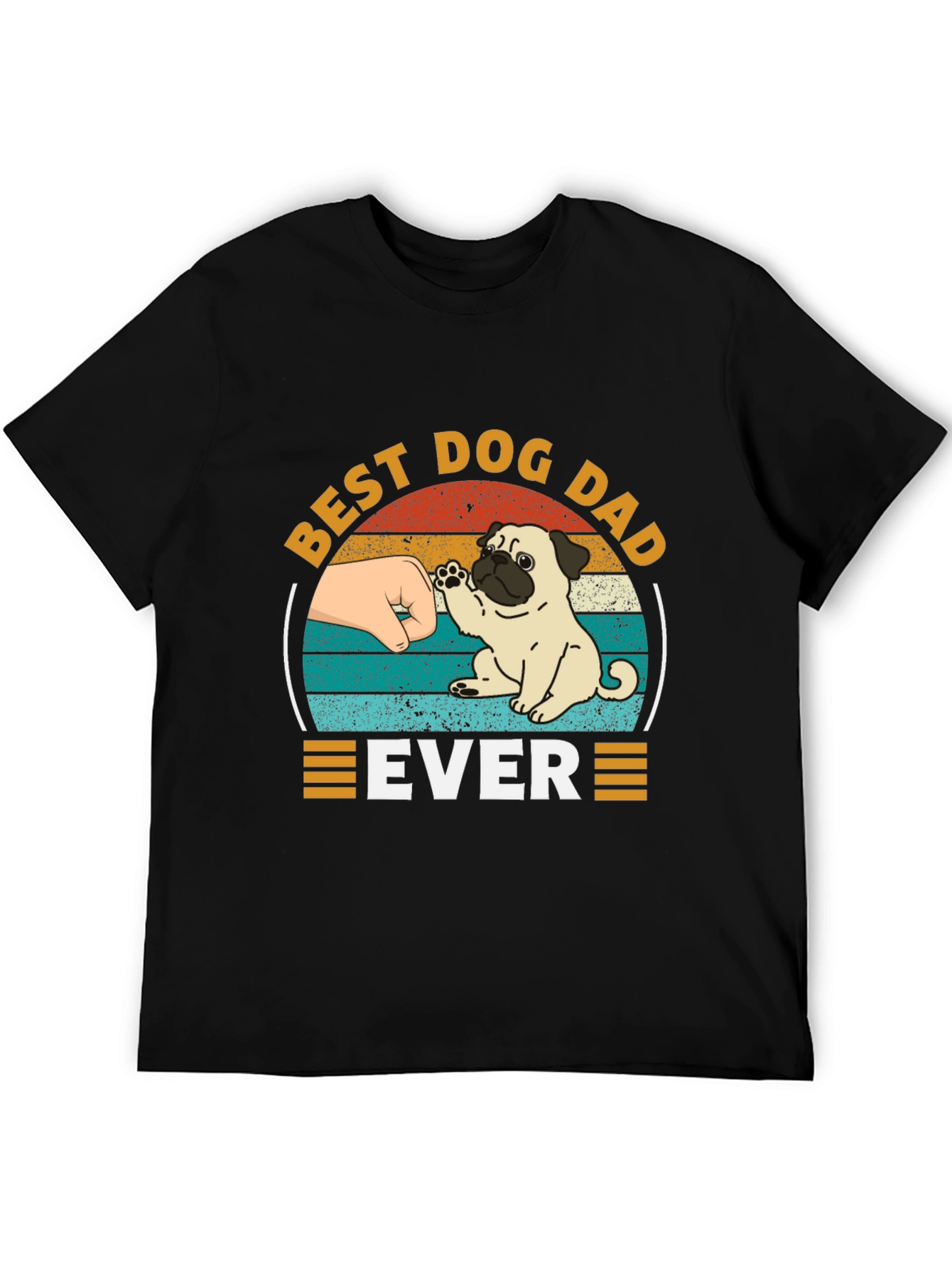 Best Dog Dad Ever Black T-Shirt Pug Graphic