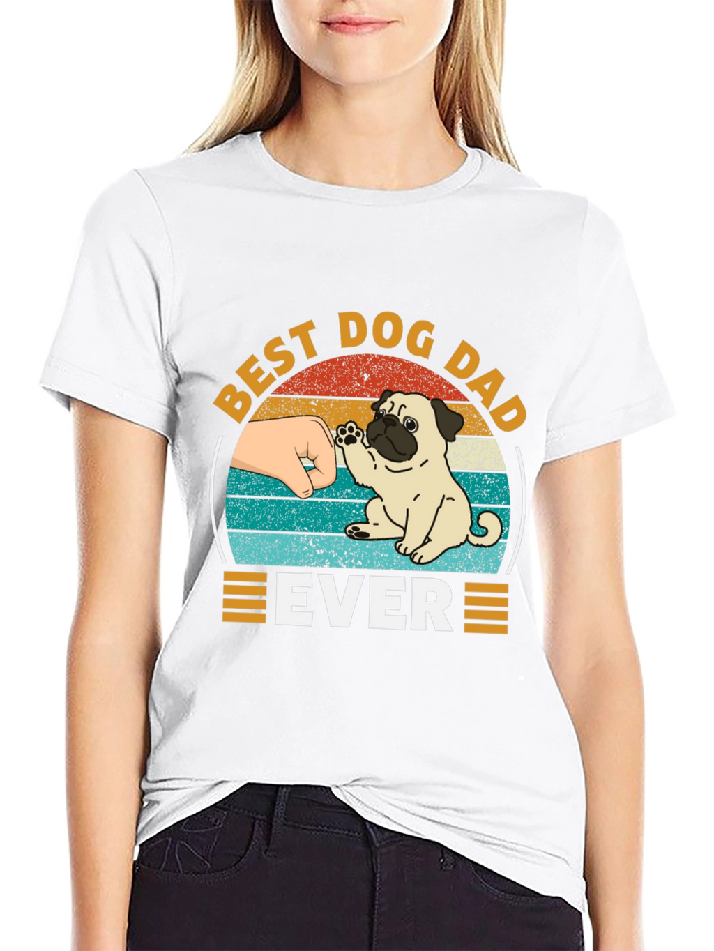 Best Dog Dad Ever Black T-Shirt Pug Graphic