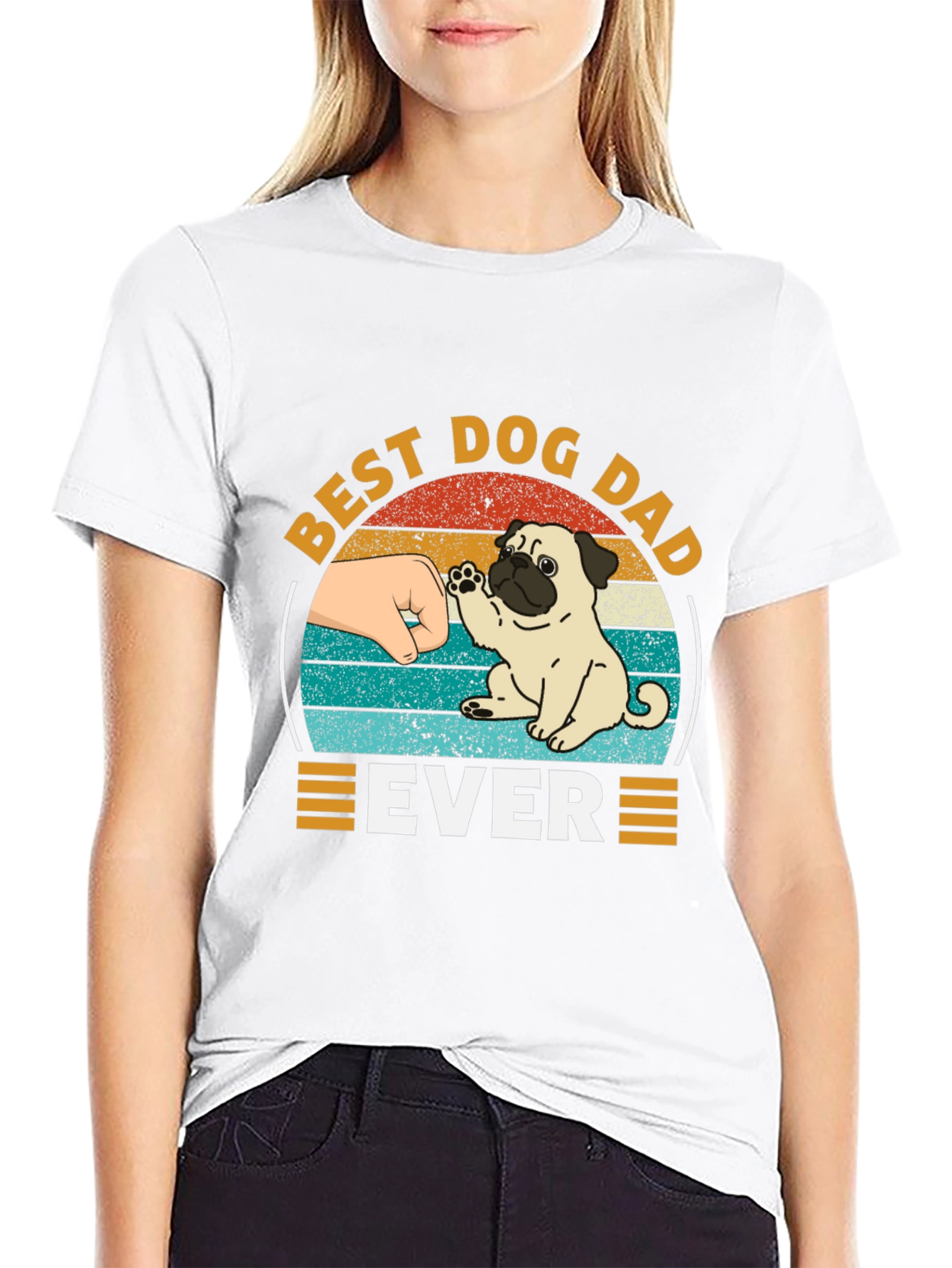 Best Dog Dad Ever Black T-Shirt Pug Graphic