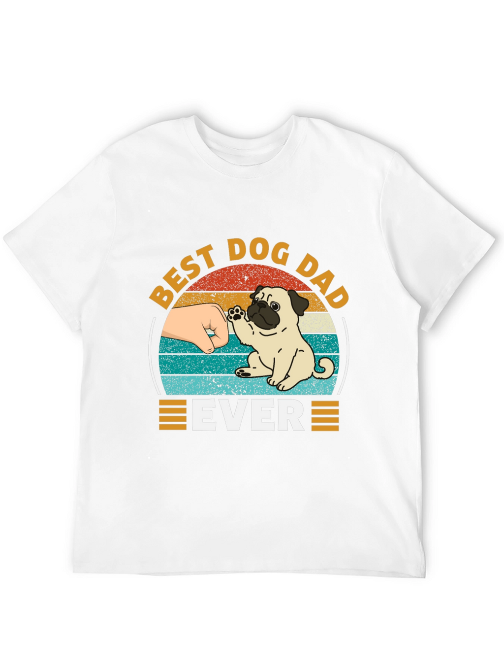 Best Dog Dad Ever Black T-Shirt Pug Graphic