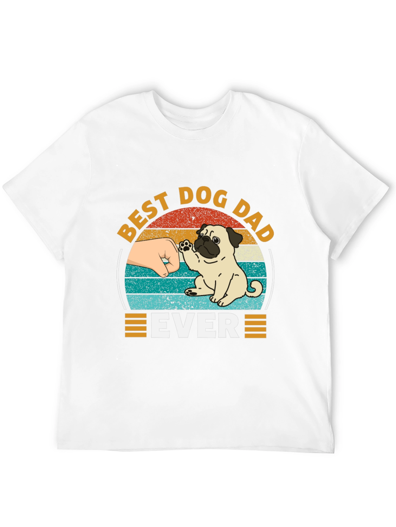 Best Dog Dad Ever Black T-Shirt Pug Graphic