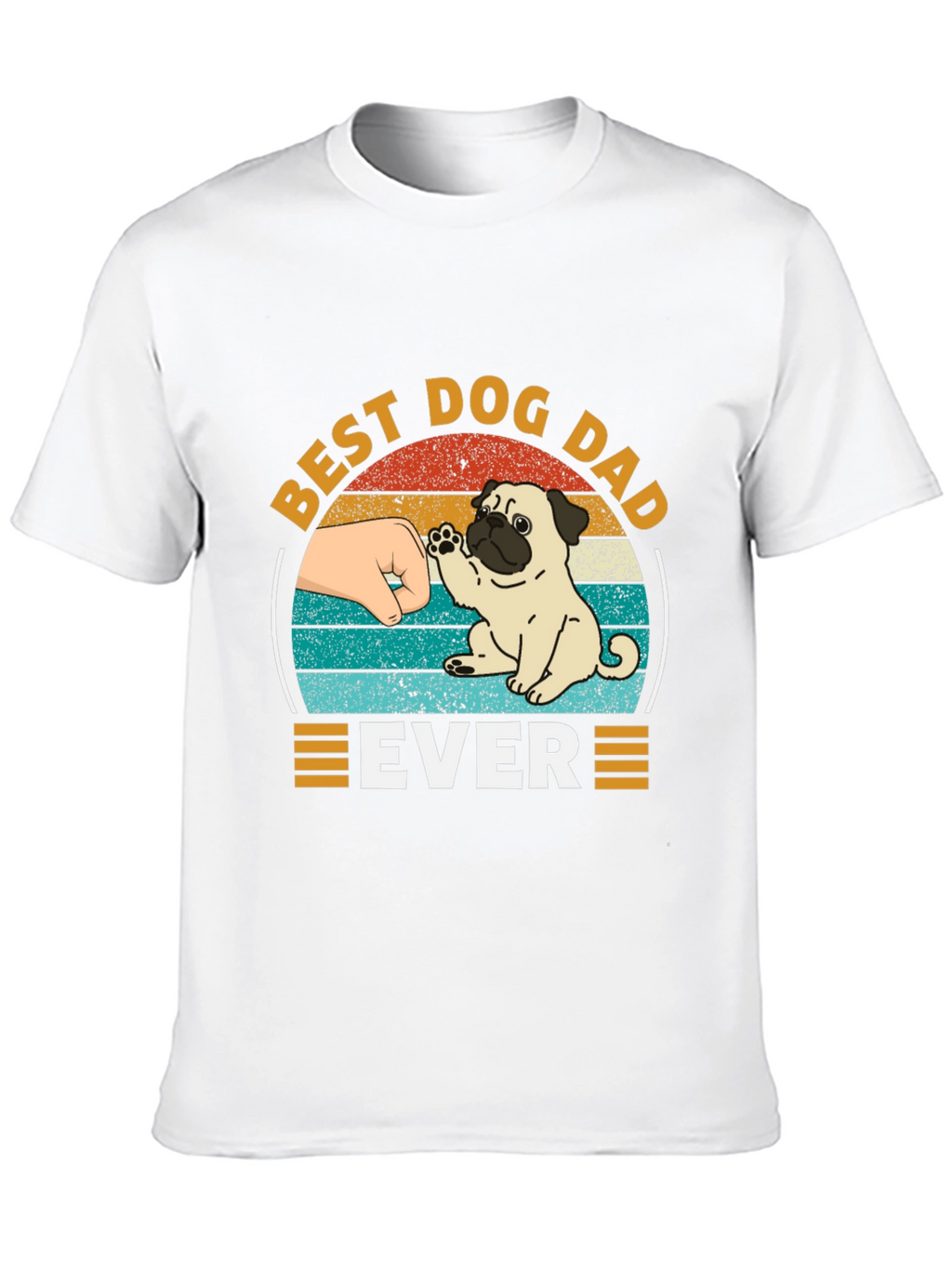 Best Dog Dad Ever Black T-Shirt Pug Graphic
