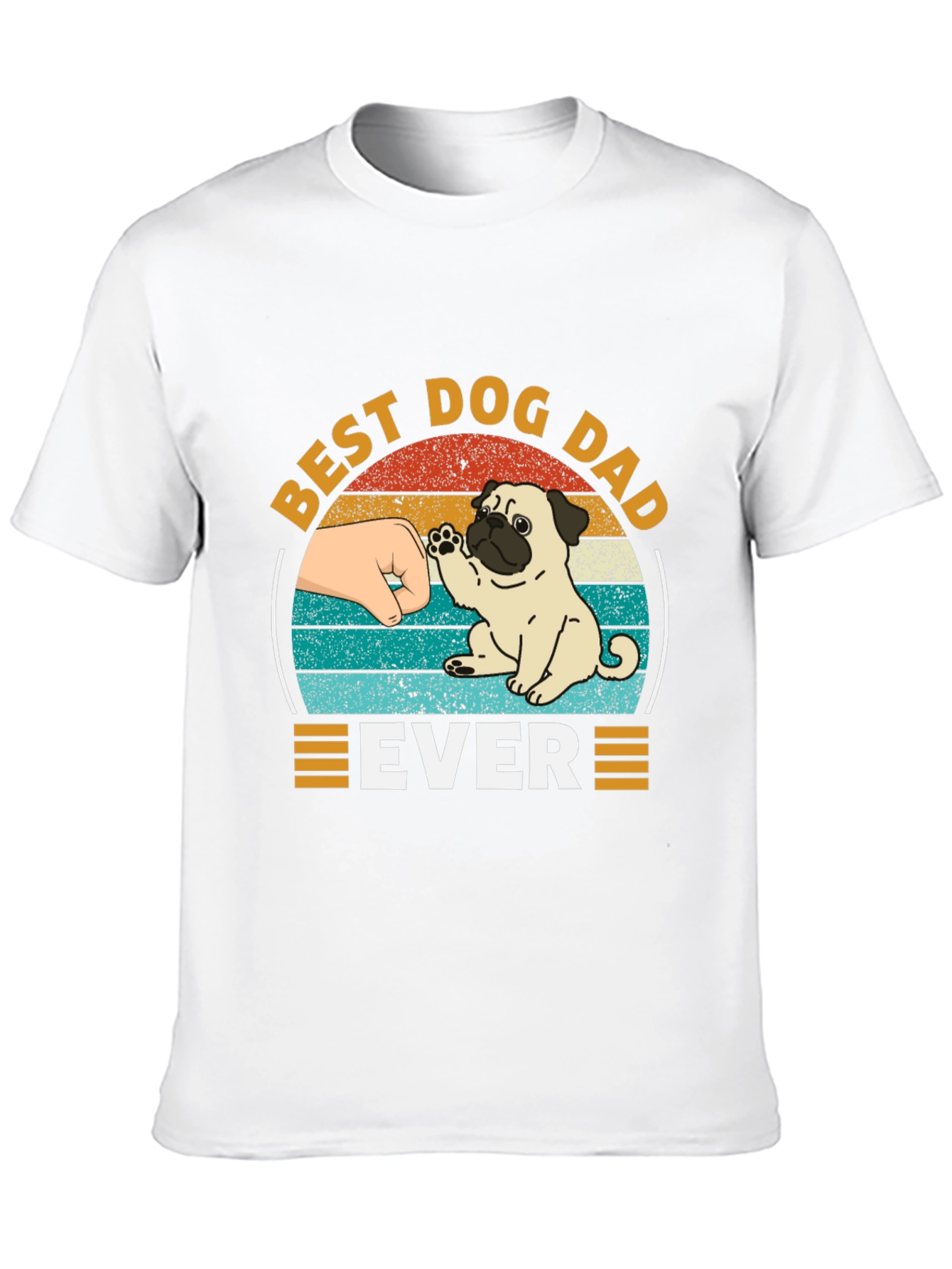 Best Dog Dad Ever Black T-Shirt Pug Graphic