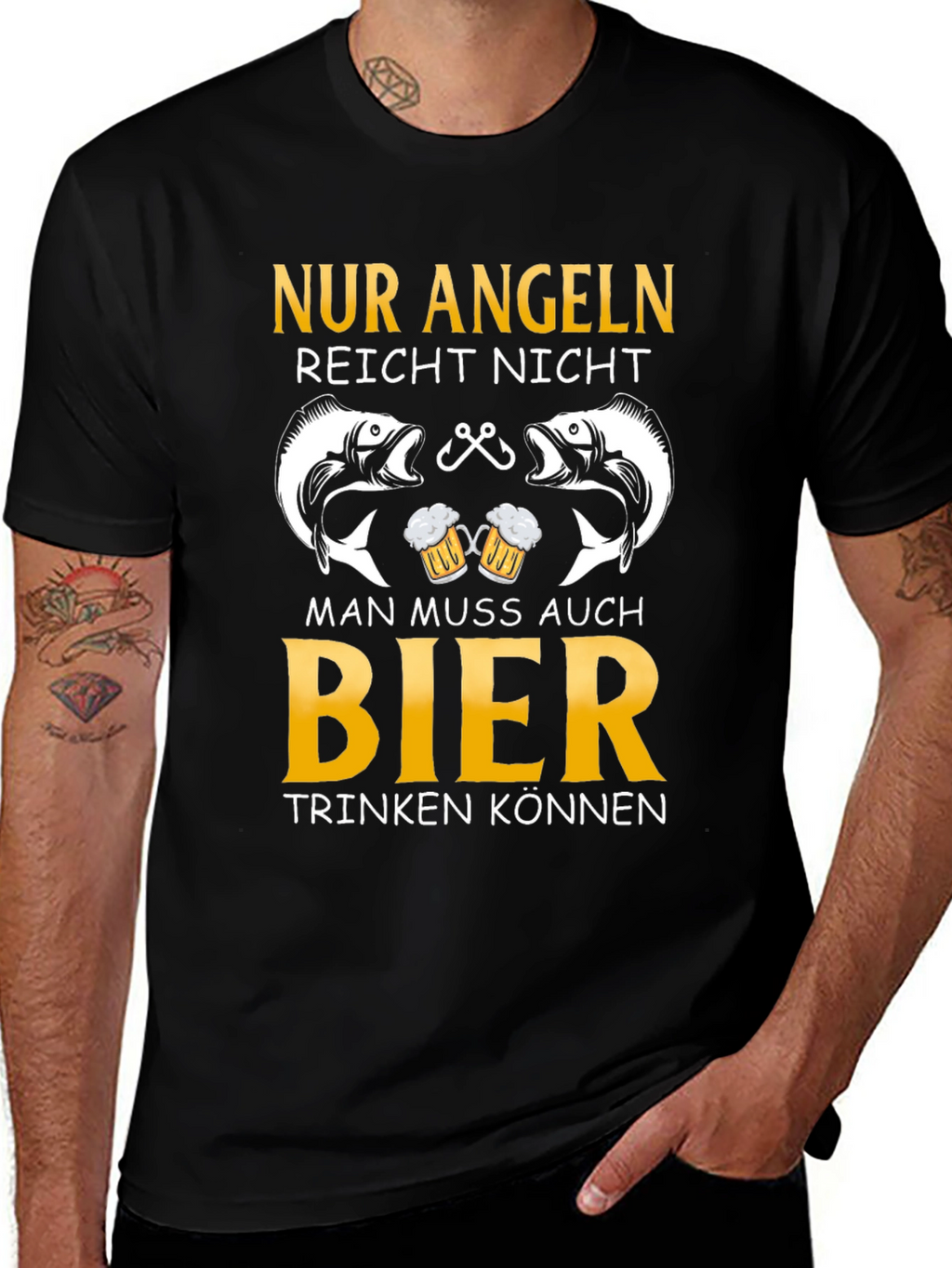 Fishing and Beer T-Shirt - German Angeln Design