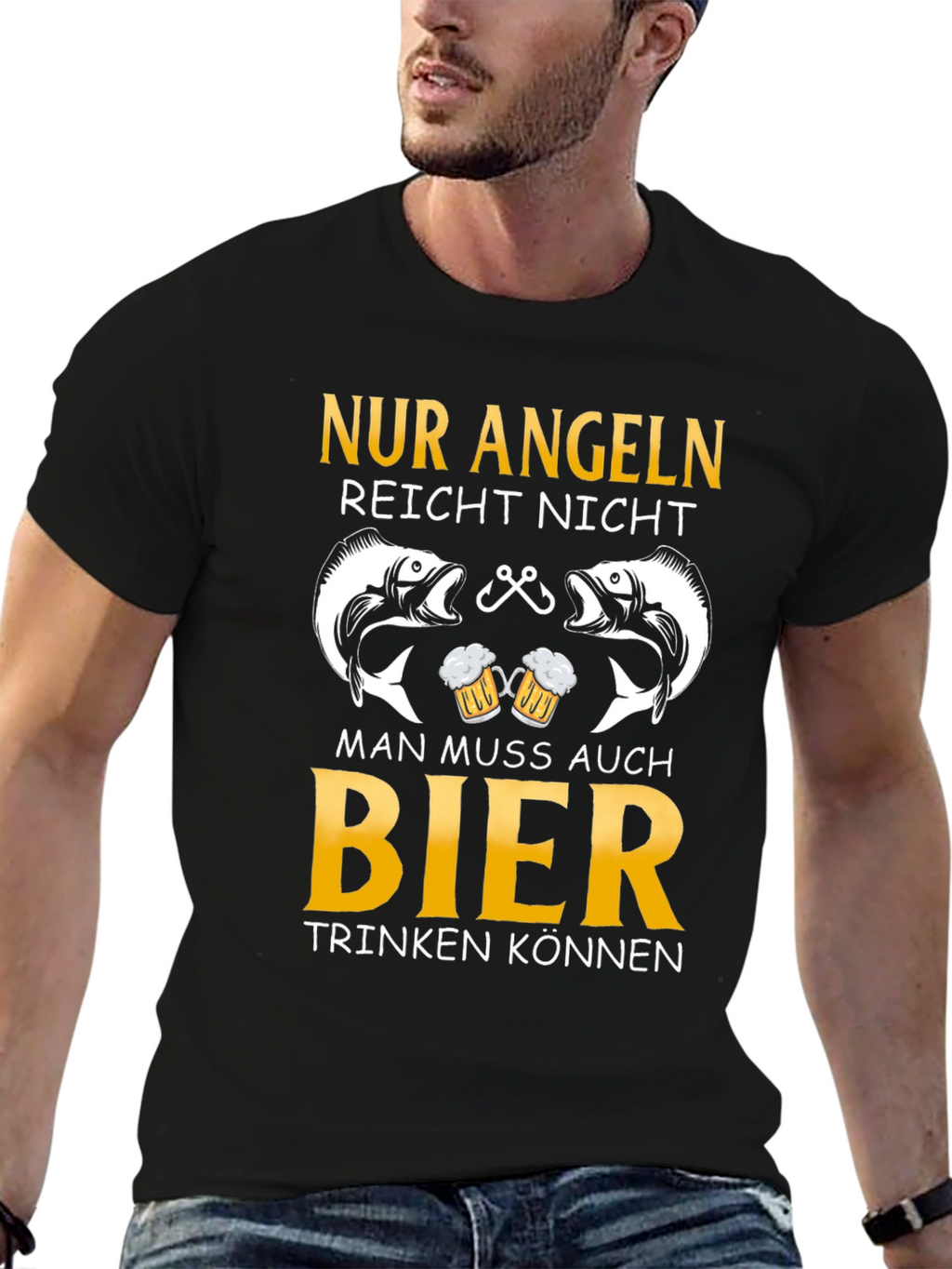 Fishing and Beer T-Shirt - German Angeln Design