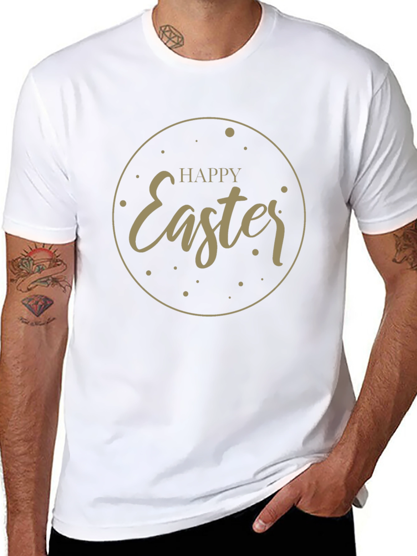 Happy Easter Graphic Tee - Black Cotton Blend Shirt
