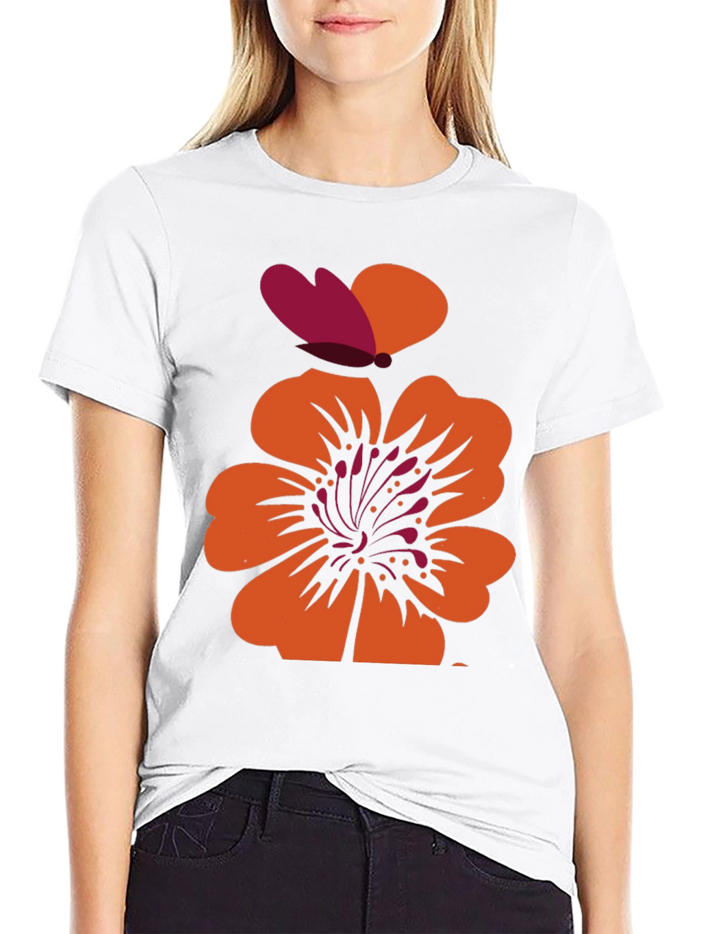 Floral Butterfly Graphic Tee - Black