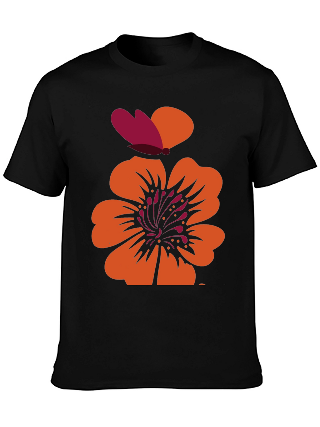 Floral Butterfly Graphic Tee - Black