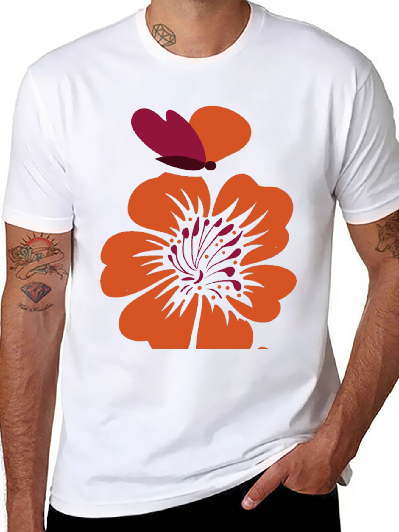 Floral Butterfly Graphic Tee - Black
