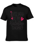 Will You Be My Valentine Gnomie Black T-Shirt