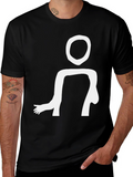 Abstract Figure Graphic Tee - Black Cotton T-Shirt