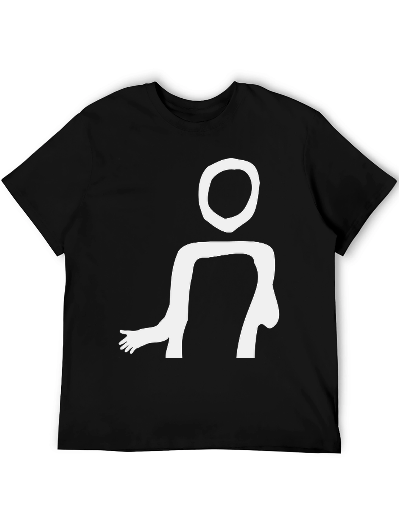 Abstract Figure Graphic Tee - Black Cotton T-Shirt