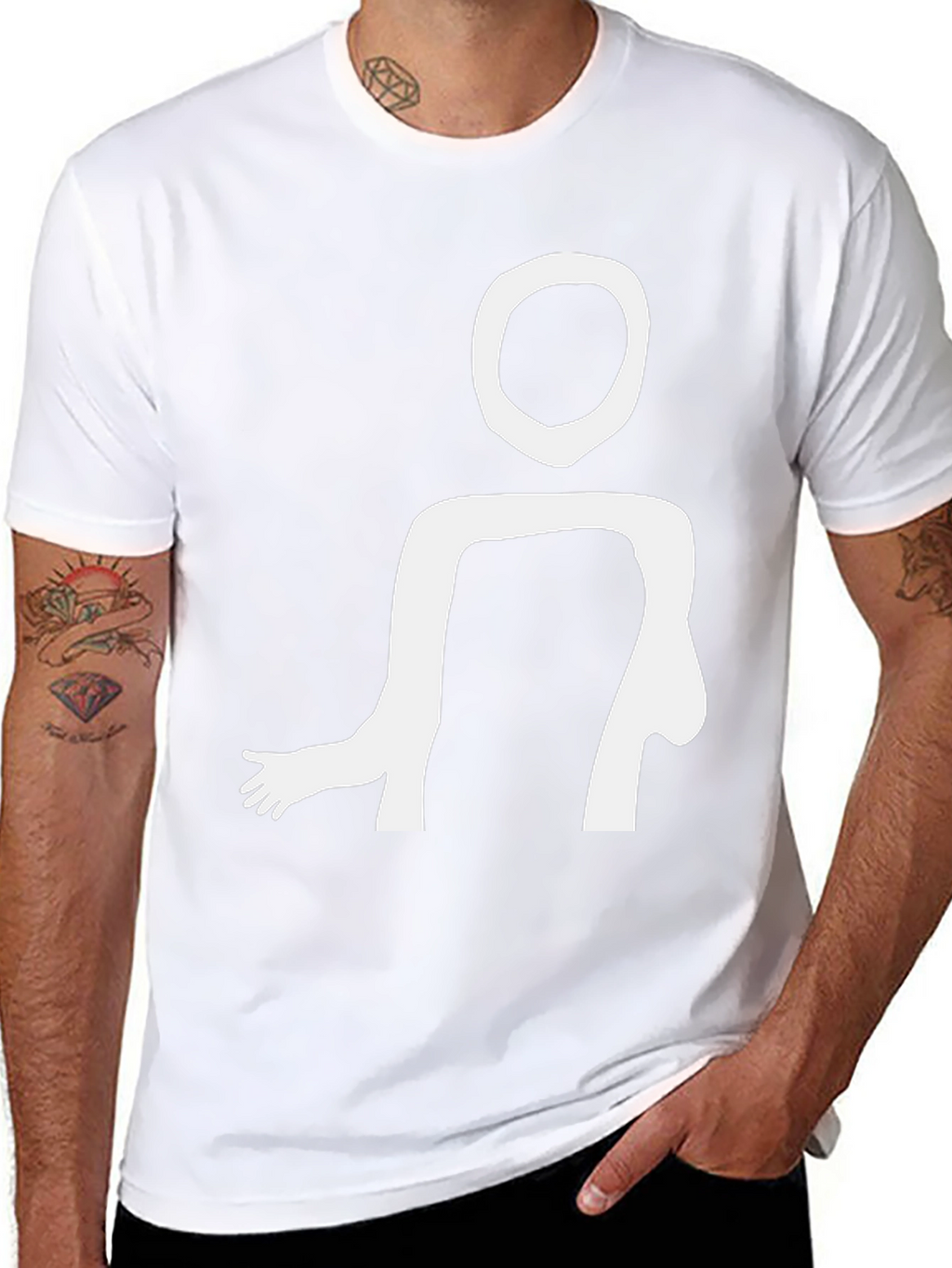 Abstract Figure Graphic Tee - Black Cotton T-Shirt