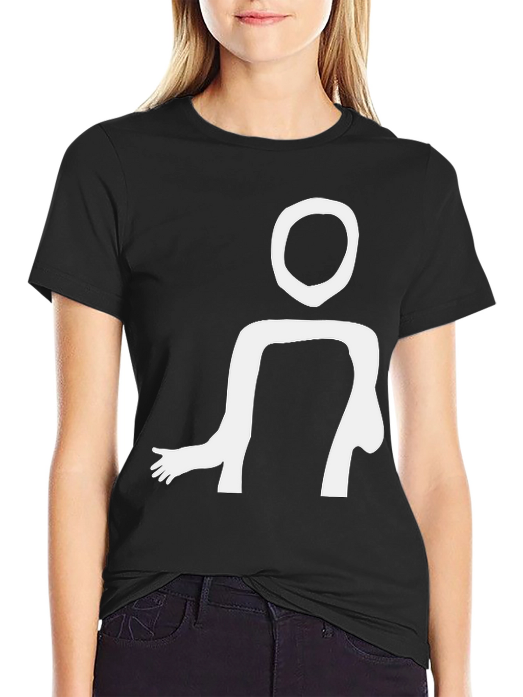 Abstract Figure Graphic Tee - Black Cotton T-Shirt