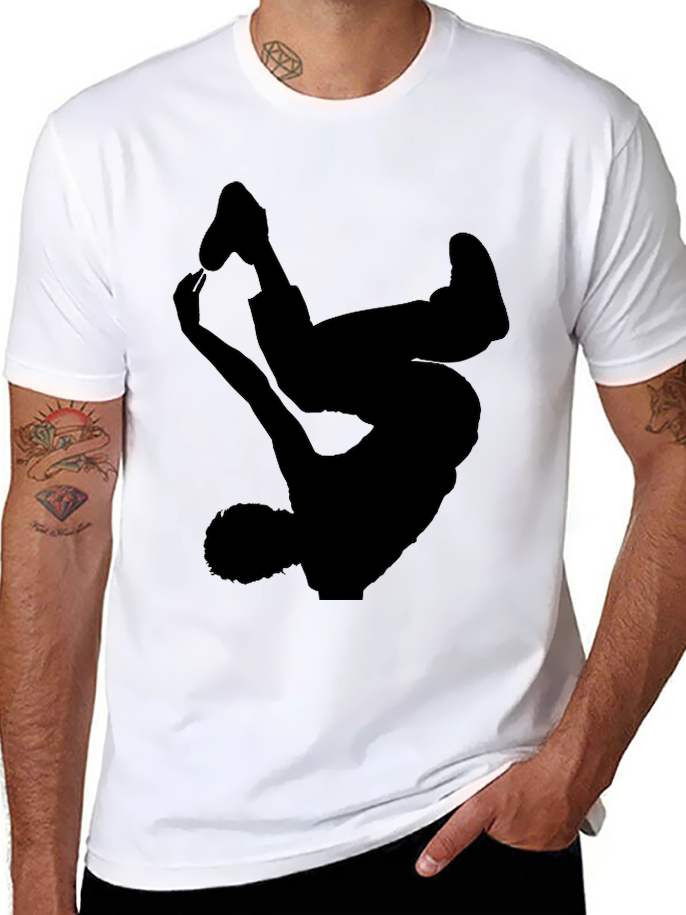 Black T-Shirt with Breakdance Silhouette