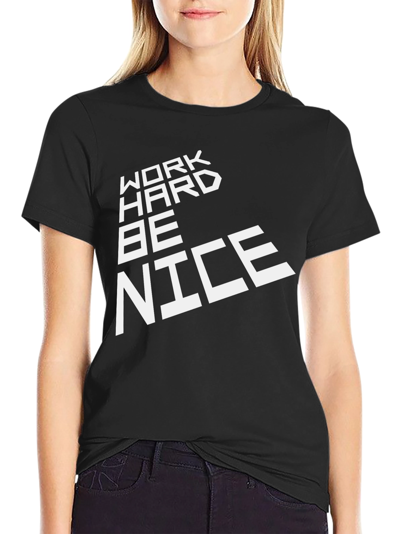 Work Hard Be Nice Graphic Tee - Black