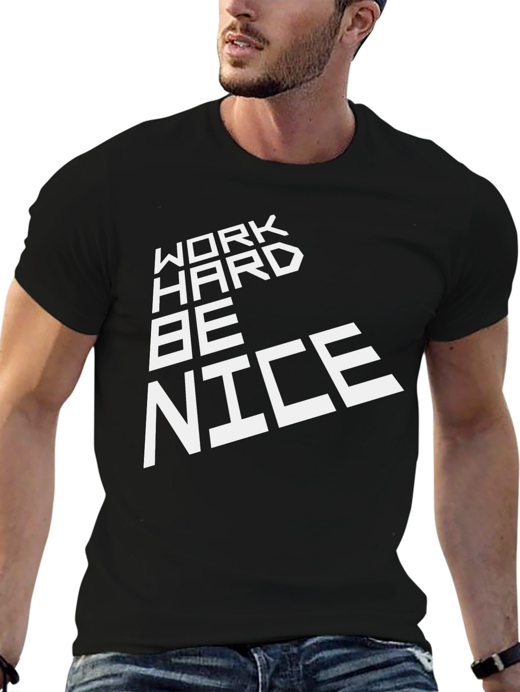Work Hard Be Nice Graphic Tee - Black