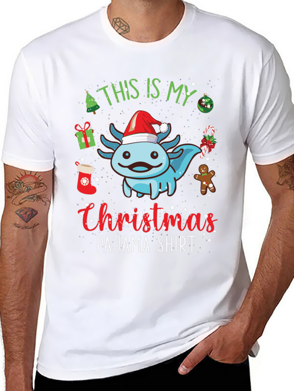 Christmas Axolotl Pajama T-Shirt