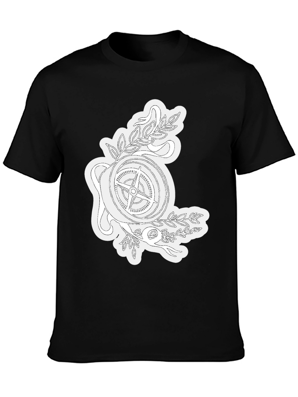 Compass Rose Graphic Tee - Black Cotton T-Shirt