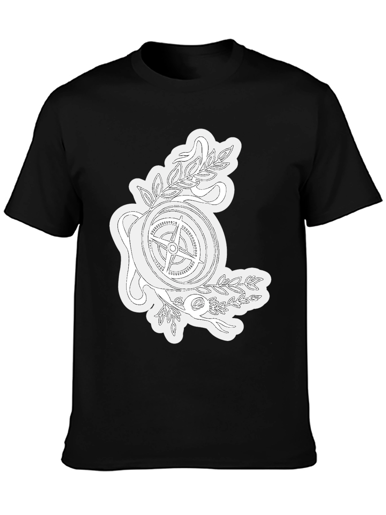 Compass Rose Graphic Tee - Black Cotton T-Shirt