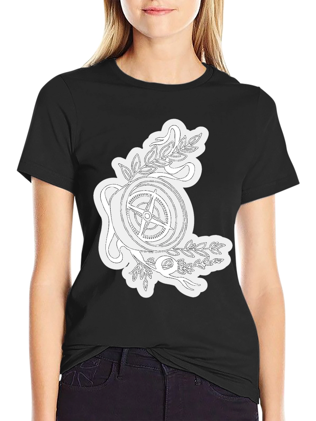 Compass Rose Graphic Tee - Black Cotton T-Shirt