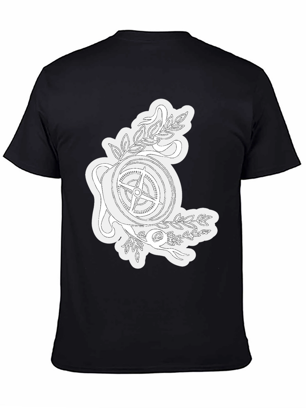 Compass Rose Graphic Tee - Black Cotton T-Shirt