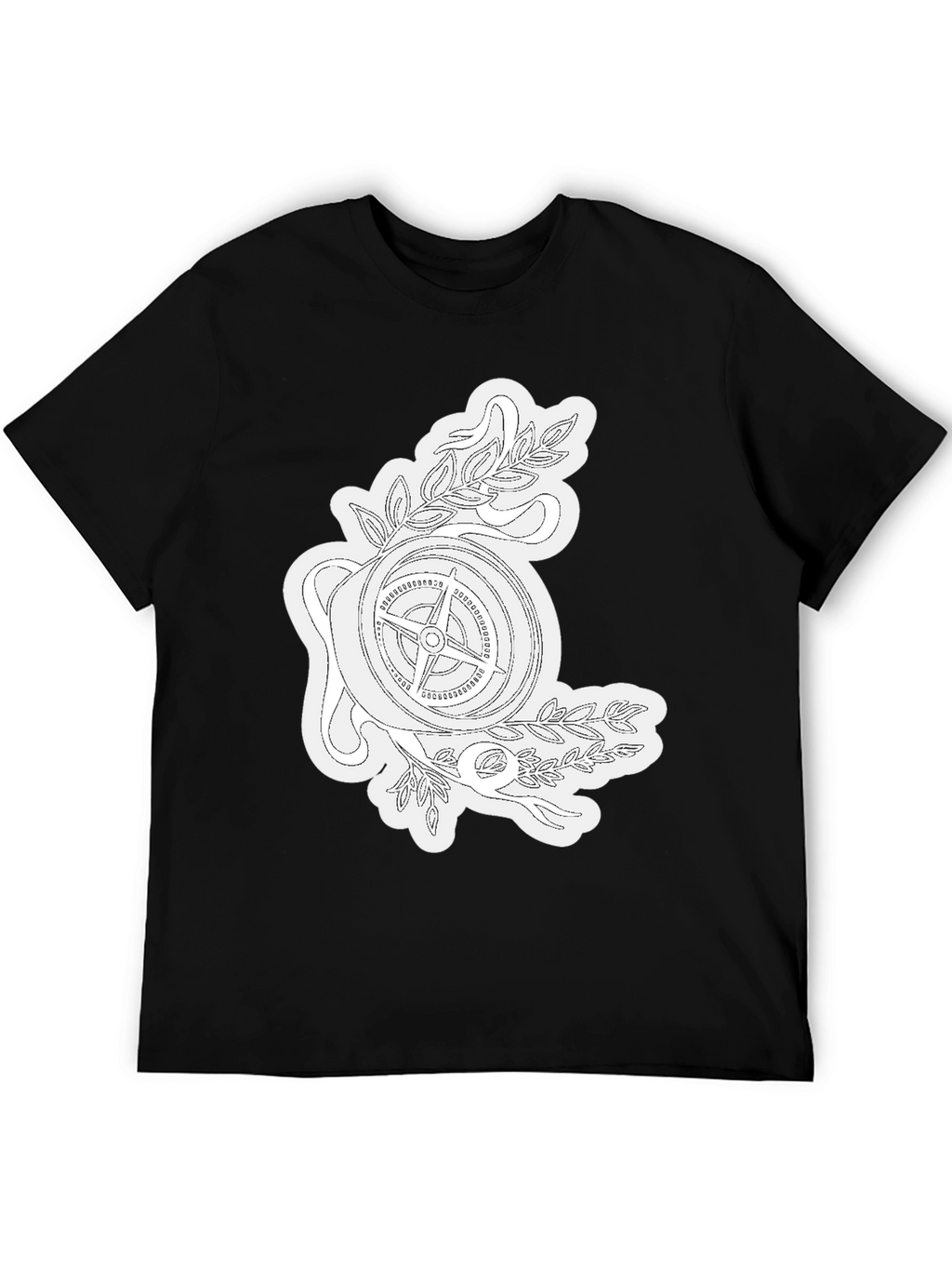 Compass Rose Graphic Tee - Black Cotton T-Shirt