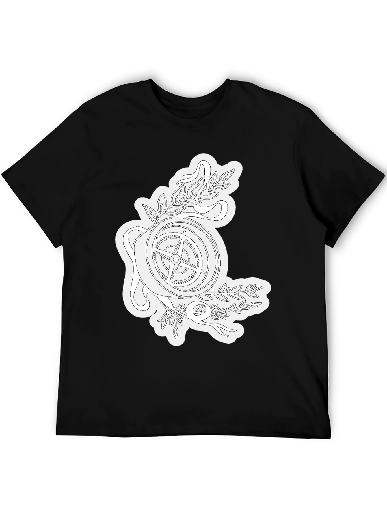 Compass Rose Graphic Tee - Black Cotton T-Shirt