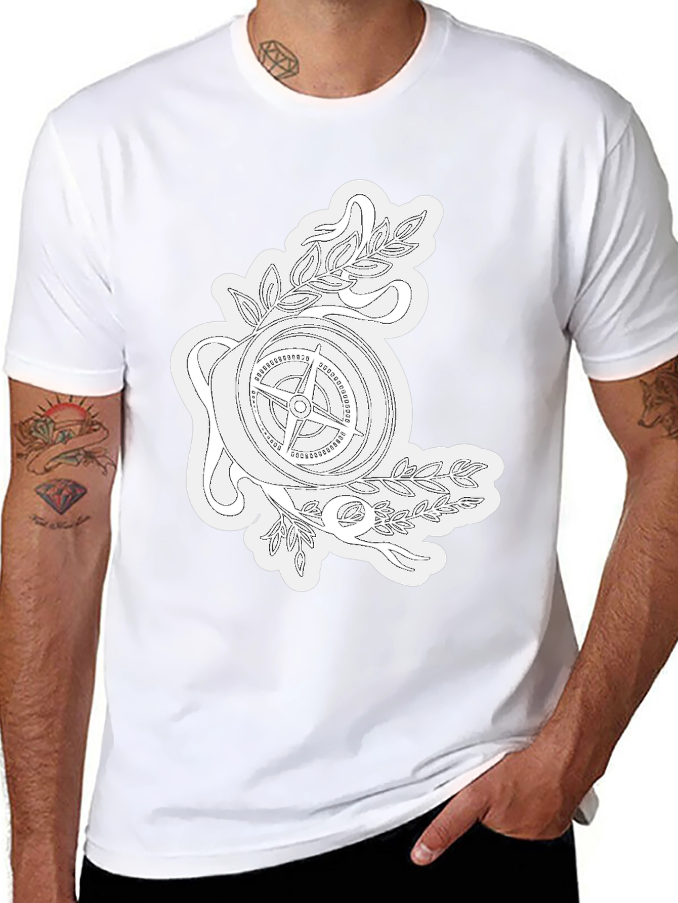 Compass Rose Graphic Tee - Black Cotton T-Shirt