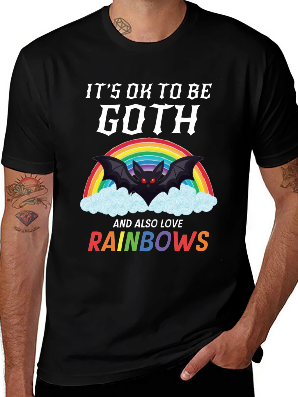 Goth & Rainbows Graphic T-Shirt - Soft Cotton Tee