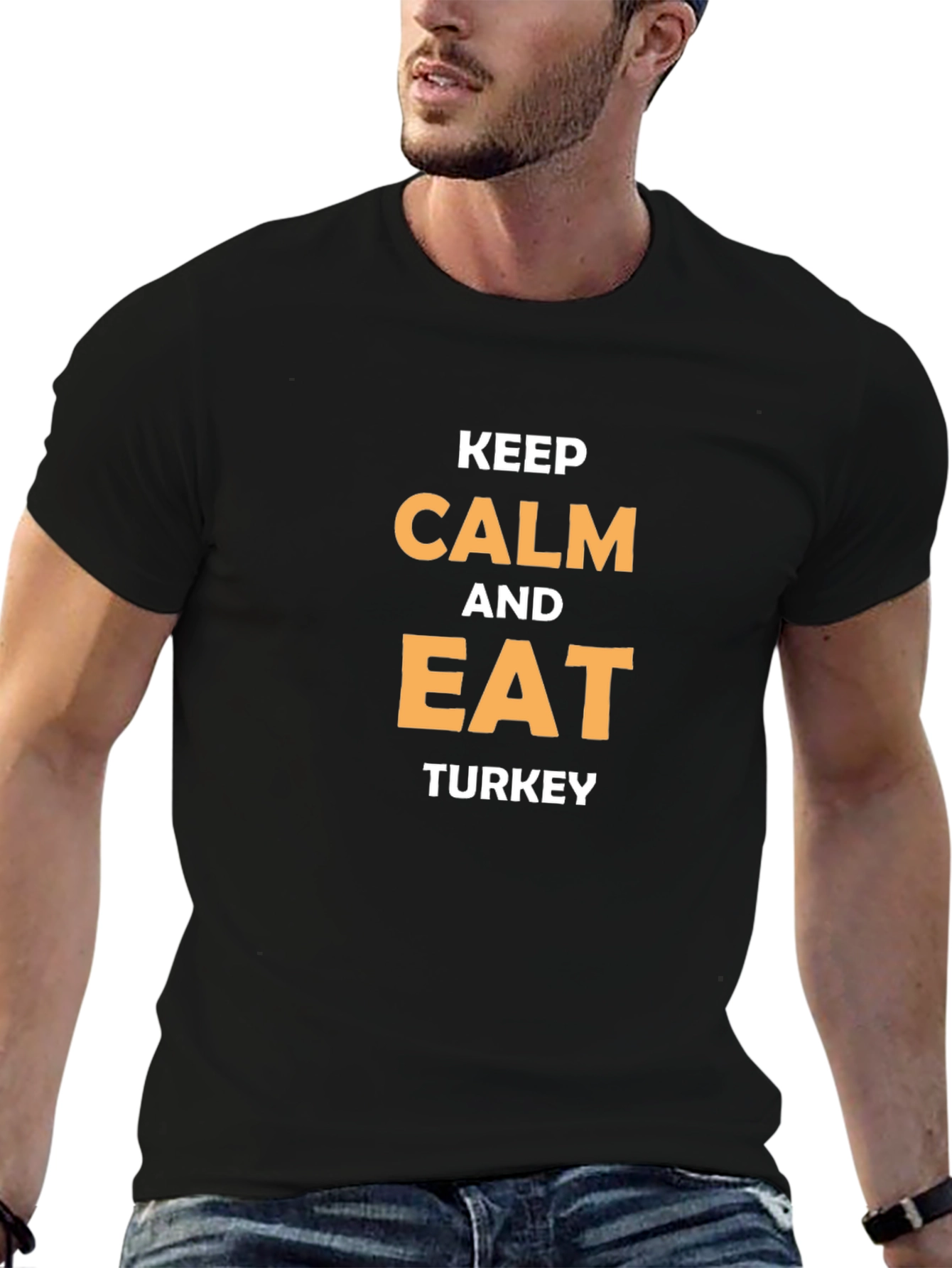 Keep Calm and Eat Turkey Black T-Shirt