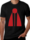 Retro Geometric Graphic Tee - Bold Red Design