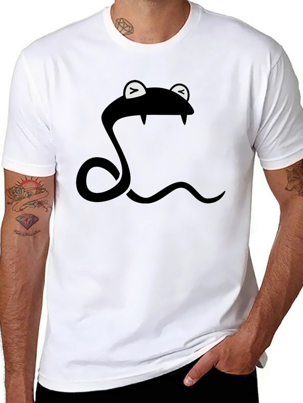 Snake T-Shirt - Cartoon Style - Black
